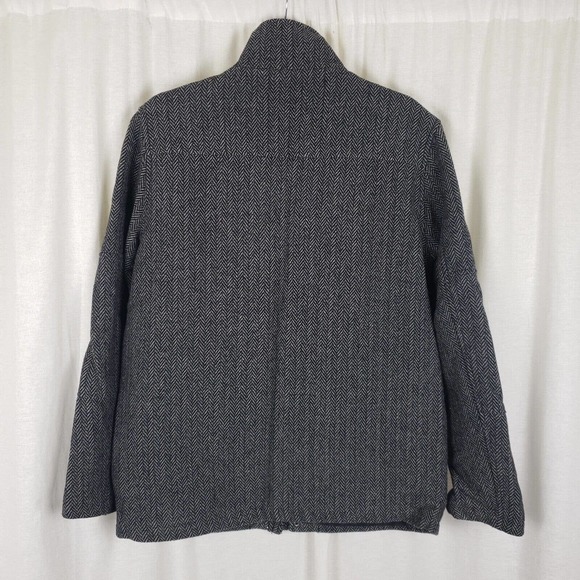 Kenneth Cole NY Herringbone Tweed Wool Bomber Field Jacket Mens M Black & White - Picture 4 of 6